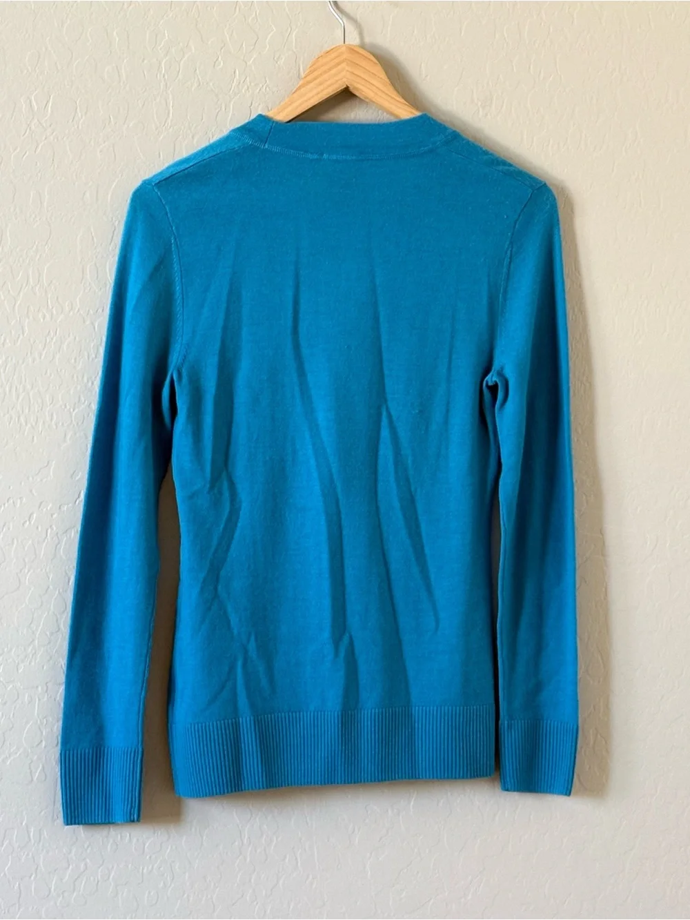 Tory Burch Simone 100% Merino Wool 5 Button Cardigan Turquoise - XS